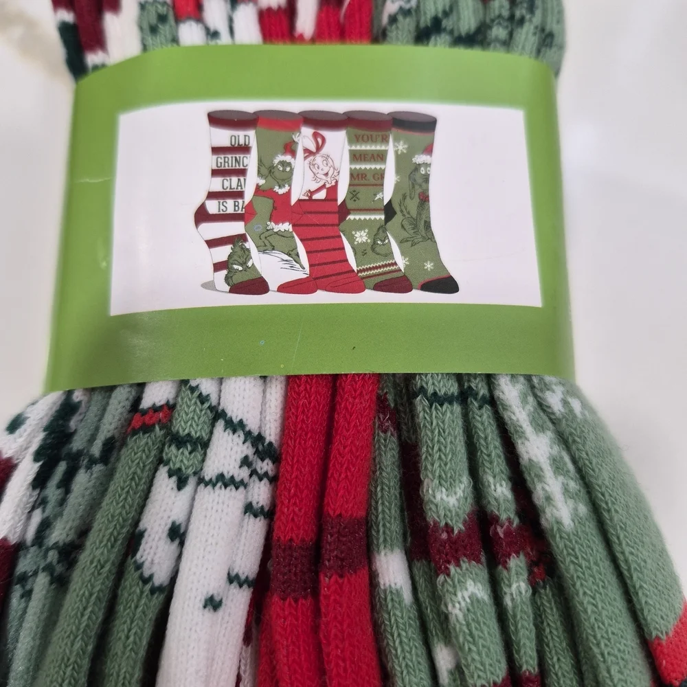 Dr. Seuss The Grinch Red and White Crew Socks